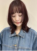 春夏ピンクベージュくびれミディアムレイヤーボブ顔周り下北沢
