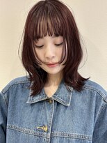 ラミエバイメルト 下北沢(lamie by melt) 春夏ピンクベージュくびれミディアムレイヤーボブ顔周り下北沢