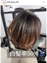 アンドグレイ 千葉船橋店(and gray.) 白髪率50%デザイン系筋感ハイライト