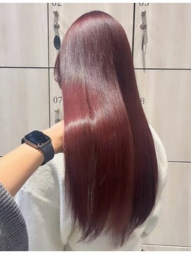 アース いわき店(HAIR&MAKE EARTH) ツヤ感レッドブラウン×ロングストレート