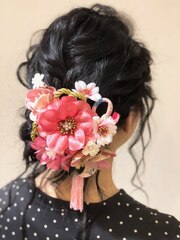 成人式リハーサル　ヘアセット、メイク　