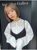 【竹之内蔵人】小顔ライン似合わせフェミニンボブ/艶感ベージュ