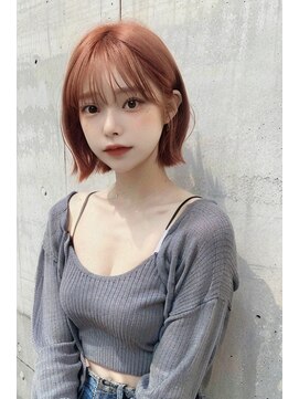 ソアバイリコヘアー(soar by LiCO Hair) 韓国風くびれミディ×オレンジカラー