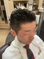 銀座マツナガ 浅草店 黒髪短髪ビジネスショートオールバックスタイル/アイロンパーマ/