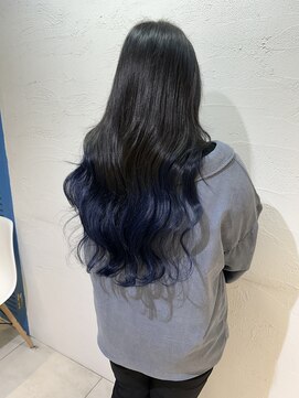 アジールヘア 池袋東口店(agir hair) ブリーチ2回~グラデーションネイビーブルー池袋東口