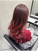 ケアブリーチハイトーンカシスピンクグラデーション