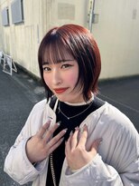 ヘアプレイスソル (HAIR PLACE SoL)&nbsp;レイヤーボブ/ブラウンレッド/ぱっつんバング