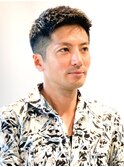 MEN'S HAIRスパイキーショートスペインカールブルーブラック