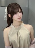 フェイスレイヤー 小顔くびれヘア シースルーバング透明感カラー