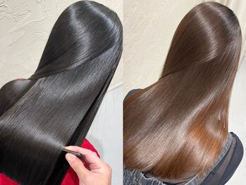 アイコニック 豊田店(ICONIQ)の写真/カラーなのに髪質改善が叶うカラーエステが大人気◎髪の内側から補修し、艶感を持続!!オトナ女性に好評