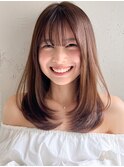 こなれヘアくびれヘア艶感美髪ワンホンレイヤーダークブルー