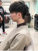 [m]ショートレイヤーソフトツーブロコンマヘアくせ毛風パーマ