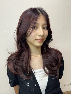 ヘアリゾート粋 ウナム 新宿東口店(enam) くびれ巻き/ロングレイヤー/レッドカラー/似合わせカット