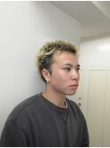 メンズカットアップバングハイトーンスパイキーショート