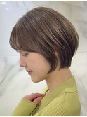 横浜西口大人ショートボブココアベージュイルミナグレージュ40代
