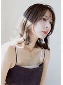 くびれヘアグラデーションカラーフェイスフレーミング鎖骨ミディ