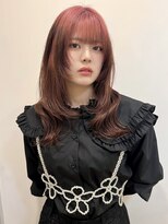 ラパンセ ブルー(LA PENSEE BLEU)&nbsp;ルーツカラー ピンク  くびれミディアムレイヤー ハッシュカット