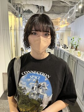 カフ(CAF) CAF FUKO 黒髪ミニボブ/くるくるパーマ/イメチェン/大阪/心斎橋