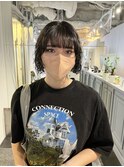 CAF FUKO 黒髪ミニボブ/くるくるパーマ/イメチェン/大阪/心斎橋