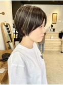 ハイライトショート ブリーチカラー 六本松 川本