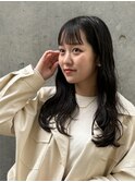 ★暗めブルーアッシュ◎波巻きレイヤー、薄め前髪