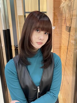 アップ(A+hair) ハイライトミルクティーベージュケアブリーチレイヤーカット三宮