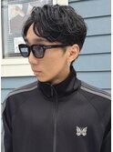 かき上げヘア七三オールバックツーブロック波巻スパイラルパーマ