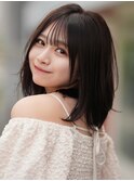 【F】小顔シースルーバングニュアンスミディアム清楚系
