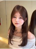 縮毛矯正/くびれヘア/ハイライトカラー/アプリコットオレンジ