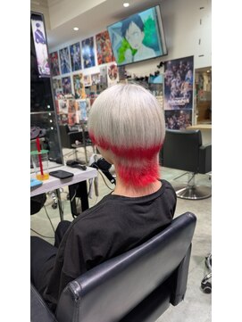 トーキョー オタクヘアー(TOKYO OTAKU HAIR) CrazyRaccoon だるまいずごっど/推しカラー/ホワイト/赤/裾