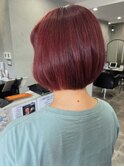 ボブ/ブリーチなし/髪質改善カラー/透明感カラー/チェリーピンク