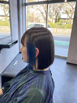 ジュネス 相模大野(JEUNESSE) イヤリングカラー/ボブ/ブルー/30代以上のデザインカラー