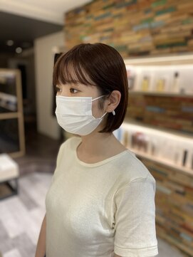 リコ エスト 上野店(lico est) 大人可愛い　小顔ミニボブ　シースルーバング
