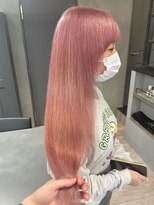 ルーブ トウキョウ(Loob. TOKYO)&nbsp;ペールピンク.韓国カラー.くすみピンク.ワイドバング.前髪カット