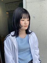 アチーブ ヘア デザイン(achieve hair design) ミディアムウルフ暗髪☆大人可愛いインナーカラー個性派カラー