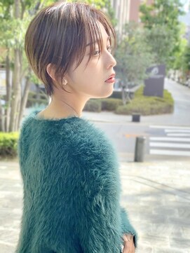 ラ ブレス 梅田茶屋町(LaBless) 大人可愛い前髪なし耳掛けレイヤーショートボブ　30代40代(梅田)