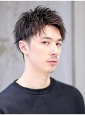 ラフツーブロックアッパー　かき上げヘア　サイドパート
