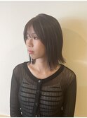 切りっぱなしボブグレージュ