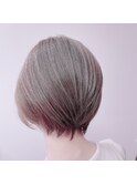 大人ショートボブ/丸みショート/ピンクブラウン/刈り上げボブ
