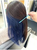 セミロング/ブルー/インナーカラー/30代/40代