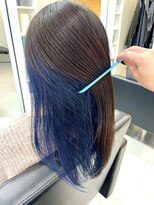 スクリームエラ(SCREAM ERA)&nbsp;セミロング/ブルー/インナーカラー/30代/40代