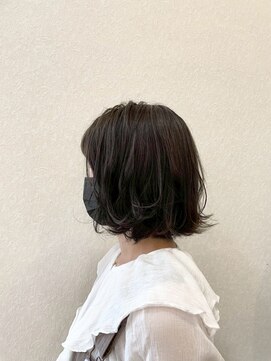 アグランテトラ 野田阪神店(a Gland tetra) カーキベージュ大人ボブショートボブイメチェン20代30代