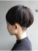 刈り上げマッシュ ショート大人可愛い丸みヘア チョコブラウン