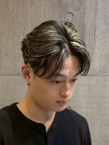 ビンゴ(BINGO) 2529_黒髪ハイライトメッシュ毛流れマッシュシャドウパーマ
