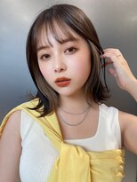 ベージュイヤリングカラーくびれボブ 結べるボブ【肥田亜沙美】