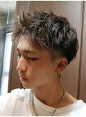 ベリーショートメンズマッシュツイストパーマボウズツーブロック