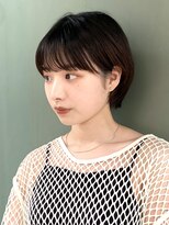 ノラギンザユー(NORA GINZA/U)&nbsp;丸みショートマッシュコンパクト黒髪ベージュショート前髪あり