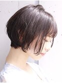 丸みショート・ボブ/丸顔/前髪なし/絶壁解消/３0代/４0代/長め