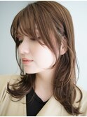 ◆モテ髪ミディアムレイヤーカット/小顔レイヤー/ハニーベージュ