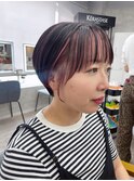 ヘムライト/インナーカラー/ショート/ペールピンク
